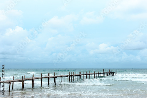 Wooden bridge over the sea. Travel and Vacation. Freedom Concept. Kood island at Trad province, Thailand © PRASERT