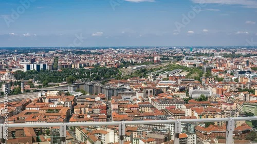 Milan aerial view of residential buildings and the Garibaldi railway station in the business district timelapse photo