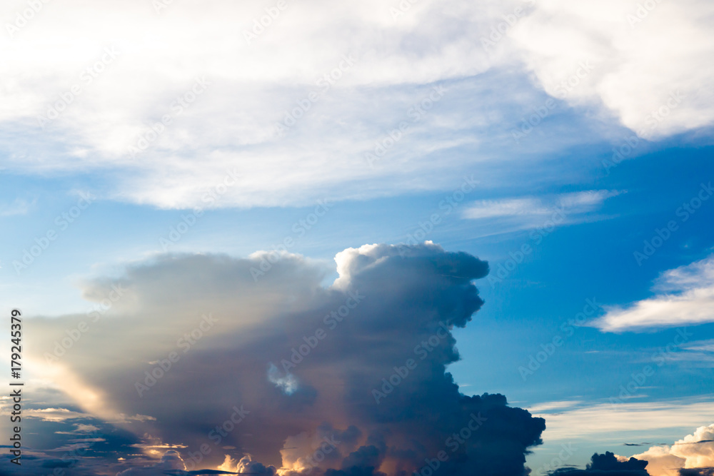 colorful dramatic sky with cloud at sunset.