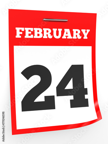 February 24. Calendar on white background.