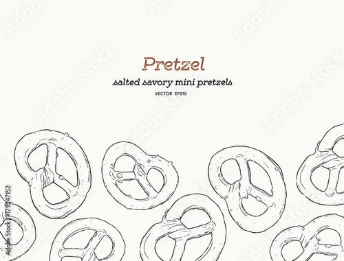 mini salt pretzel, hand draw sketch vector