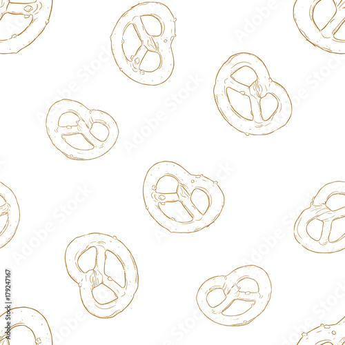 mini salt pretzel, hand draw sketch vector