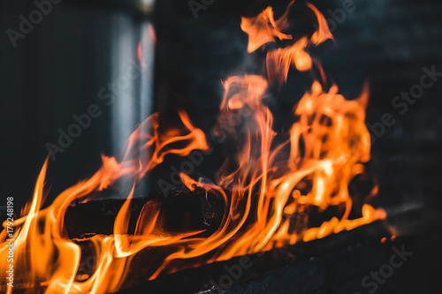 Obraz na płótnie Fire burning on the grill w salonie