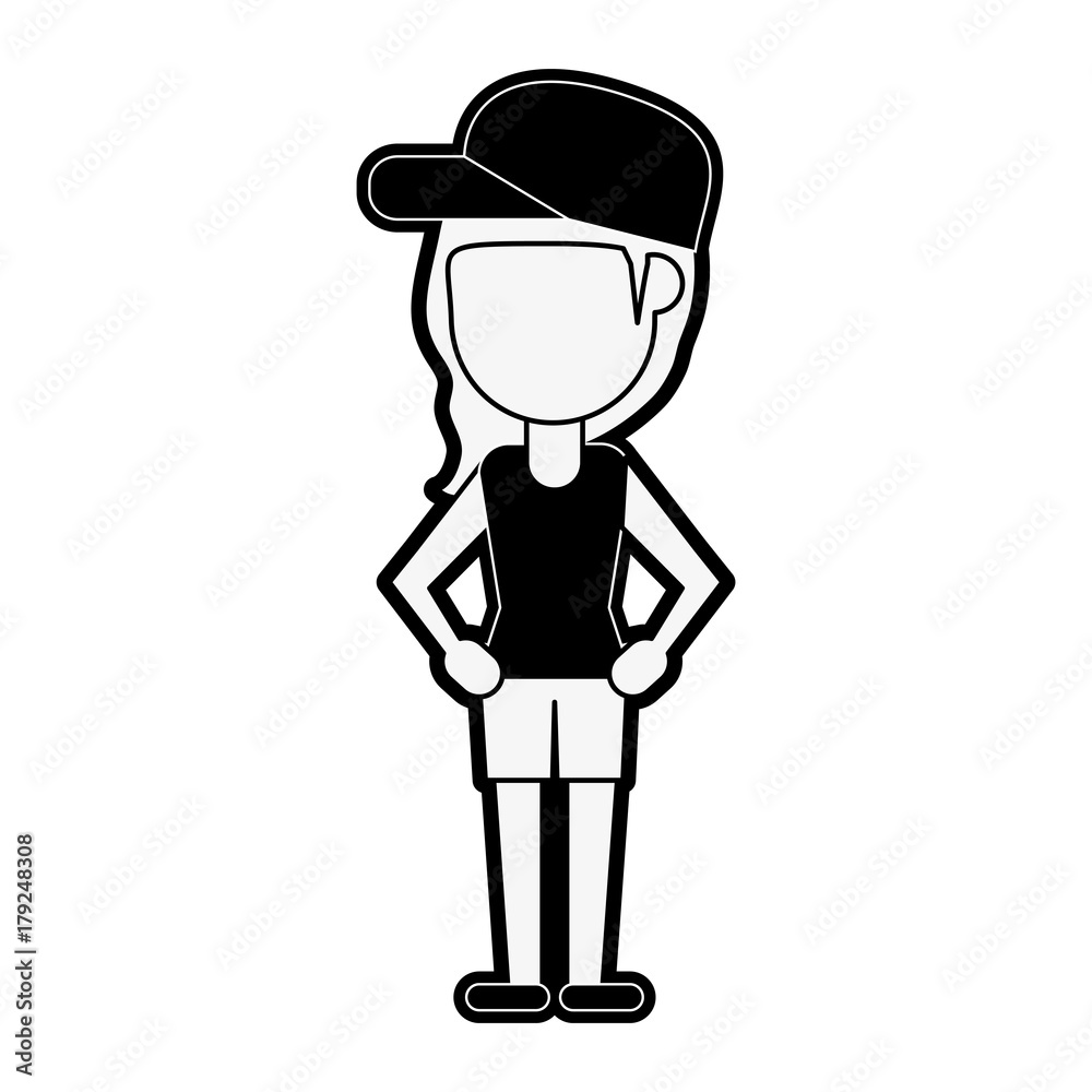 woman wearing cap avatar head icon image vector illustration design