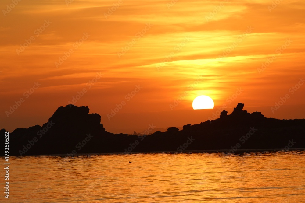 Coucher de soleil sur la plage de Landéda