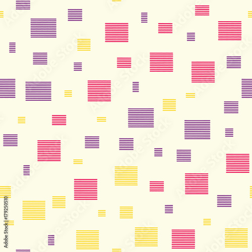 Seamless pattern with small rectangles made of stripes on a beige background. Repeating vector pattern.