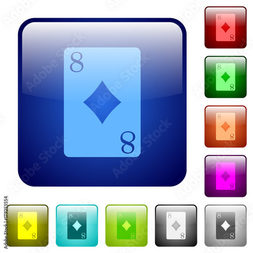 Eight of diamonds card color square buttons