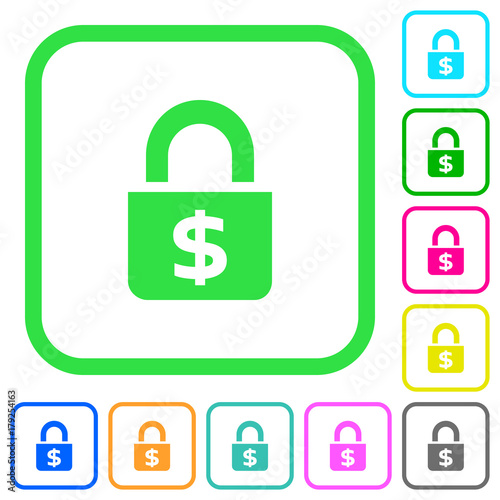 Locked Dollars vivid colored flat icons icons