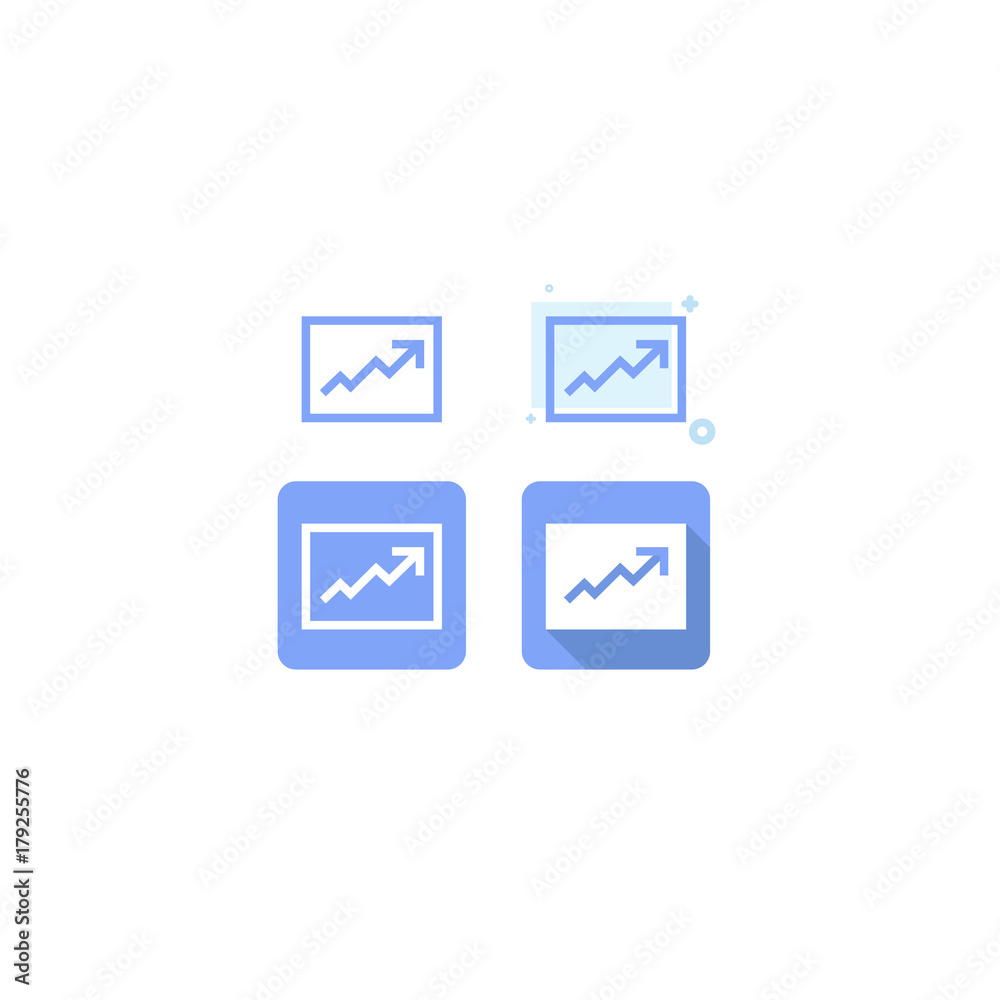 graph Profits blue icon set design. on white background. vector illustration. logo. web. Symbols graph Profits blue icon set design. on white background. vector illustration. logo. web. Symbols