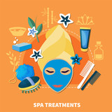 Spa Treatments Flat Background Poster