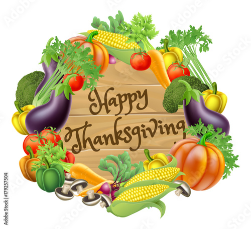 Happy Thanksgiving Vegetable and Fruits Design