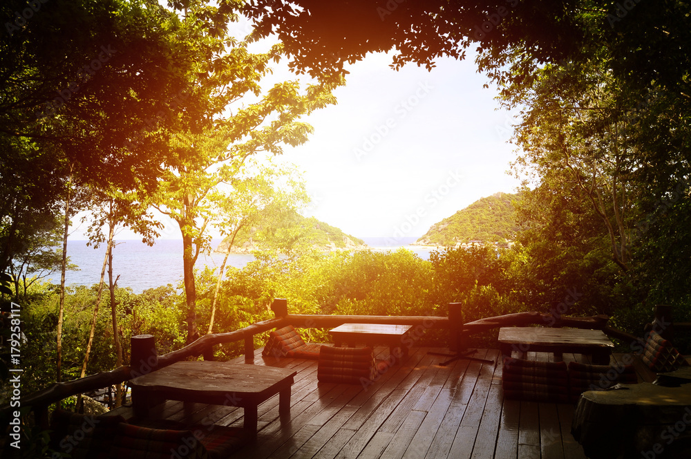 Outdoor resttaurant terrace in Thailand Outdoor resttaurant terrace in Thailand