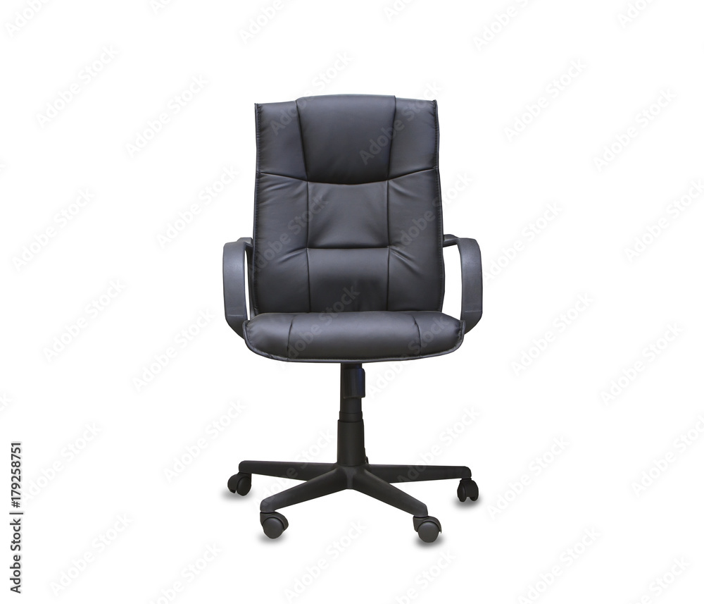The office chair from black leather. Isolated The office chair from black leather. Isolated