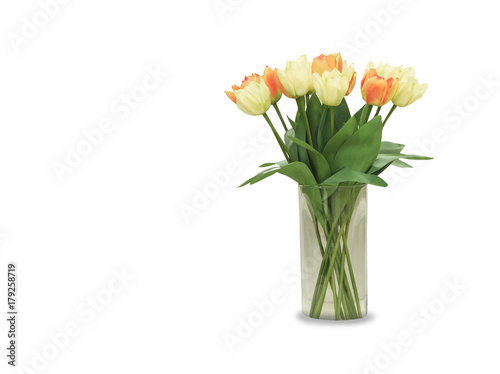 Wallpaper Mural Multicolored tulips in a vase, isolated on white background Torontodigital.ca