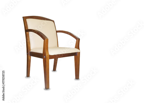 The office chair from beige leather. Isolated
