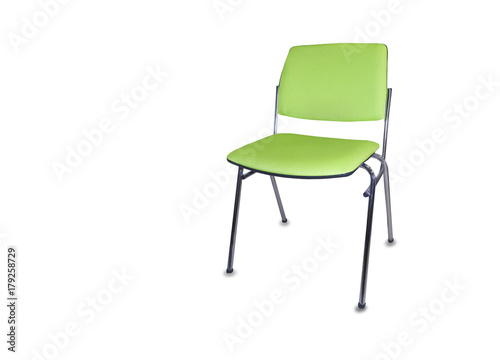 The office chair from green cloth. Isolated