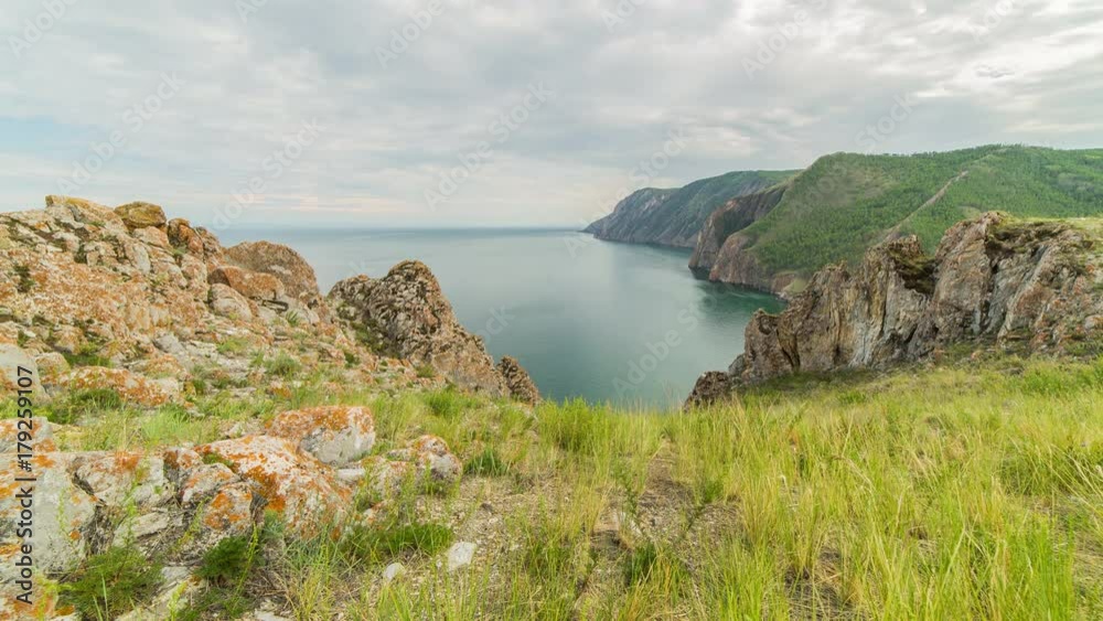 ProRes. Time lapse Clouds View Landscape. Siberia. Baikal lake shore. ProRes. Time lapse Clouds View Landscape. Siberia. Baikal lake shore.