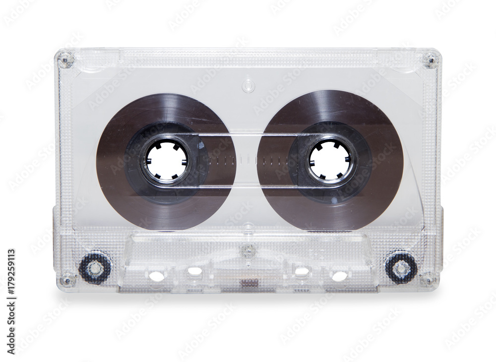 Naklejka premium vintage transparent audio cassette tape isolated over white
