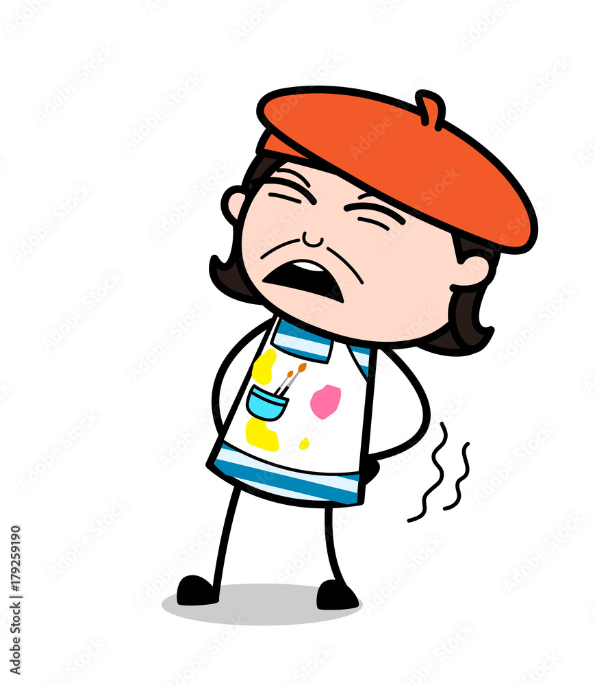Getting Pain in Body Face Expression - Cartoon Artist Vector Illustration Getting Pain in Body Face Expression - Cartoon Artist Vector Illustration