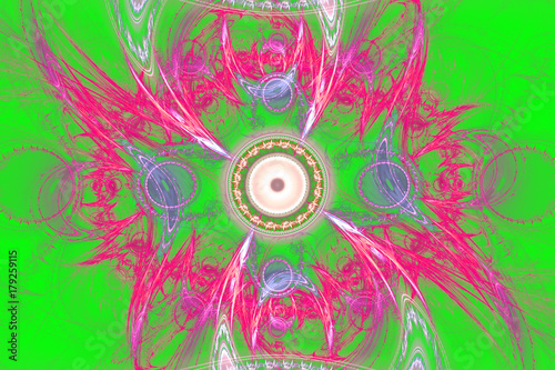 Abstract colorful fractal composition. Magic explosion star with particles. M...