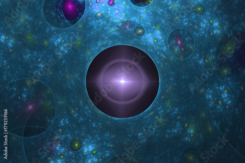 Abstract colorful fractal composition. Magic explosion star with particles. M...