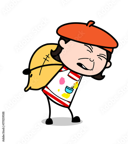 Carrying Lots of Burden - Cartoon Artist Vector Illustration