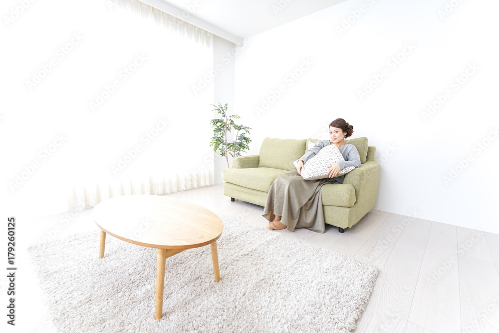 single woman being relaxed at home single woman being relaxed at home