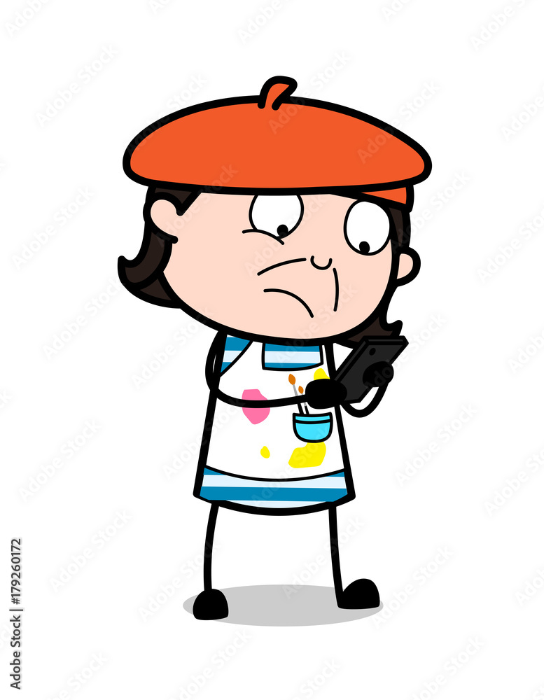 Chatting on Mobile - Cartoon Artist Vector Illustration Chatting on Mobile - Cartoon Artist Vector Illustration
