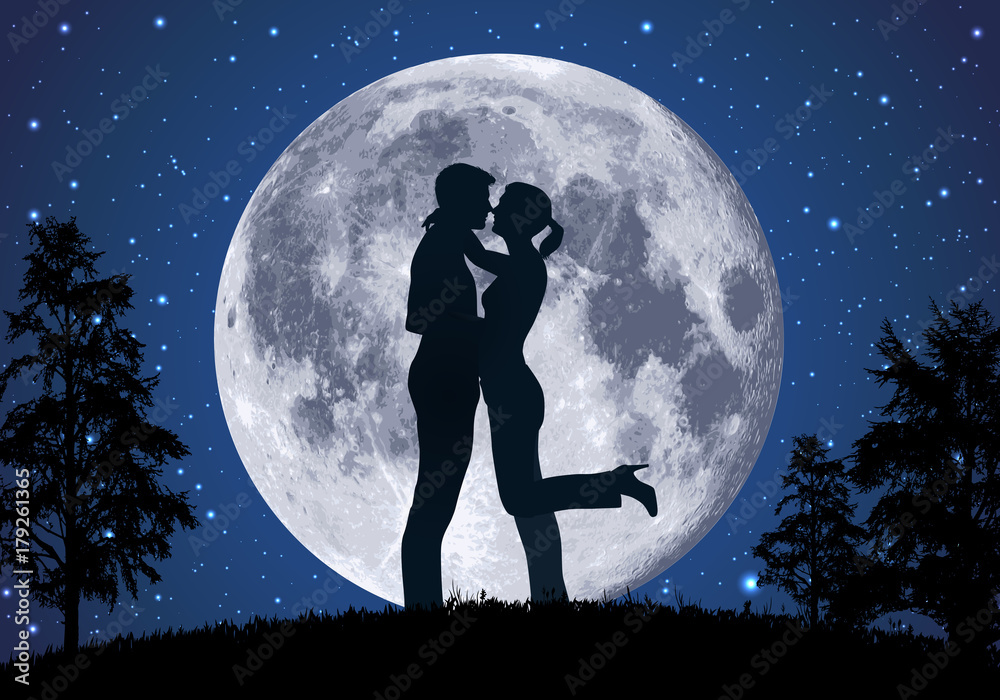 Amoureux Amour Couple Romantique Baiser Clair De Lune Romance Sexualité