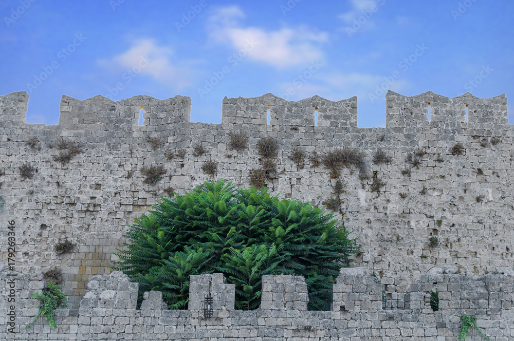 Castle wall like block pattern of medieval concrete background