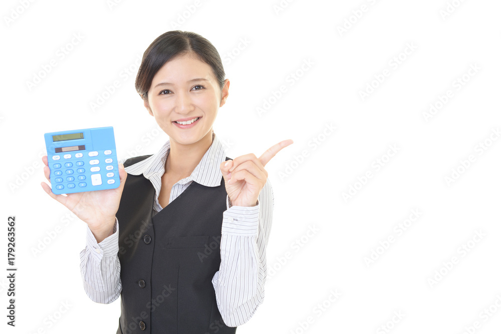 指示する笑顔のビジネスウーマン 指示する笑顔のビジネスウーマン