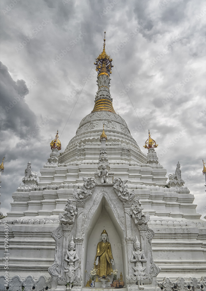 Stupa at a buddhist temple in Chiang Mai Lanna Thailand