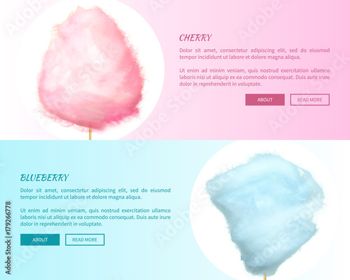 Cherry and Blueberry Cotton Candies Web Banners