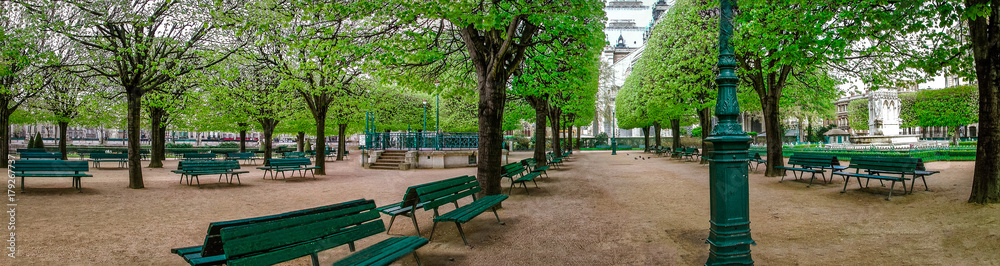 Panoramic view of a park in Paris France Panoramic view of a park in Paris France