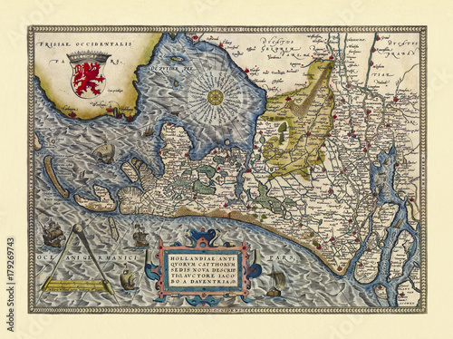 Canvas Print Old map of Netherlands