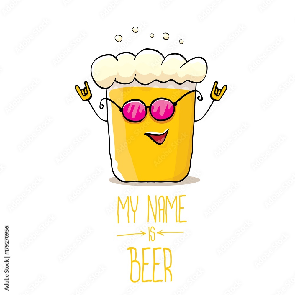 vector cartoon funky beer glass character with sunglasses isolated on ...