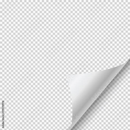 

Vector paper page curl with shadow on transparent background.