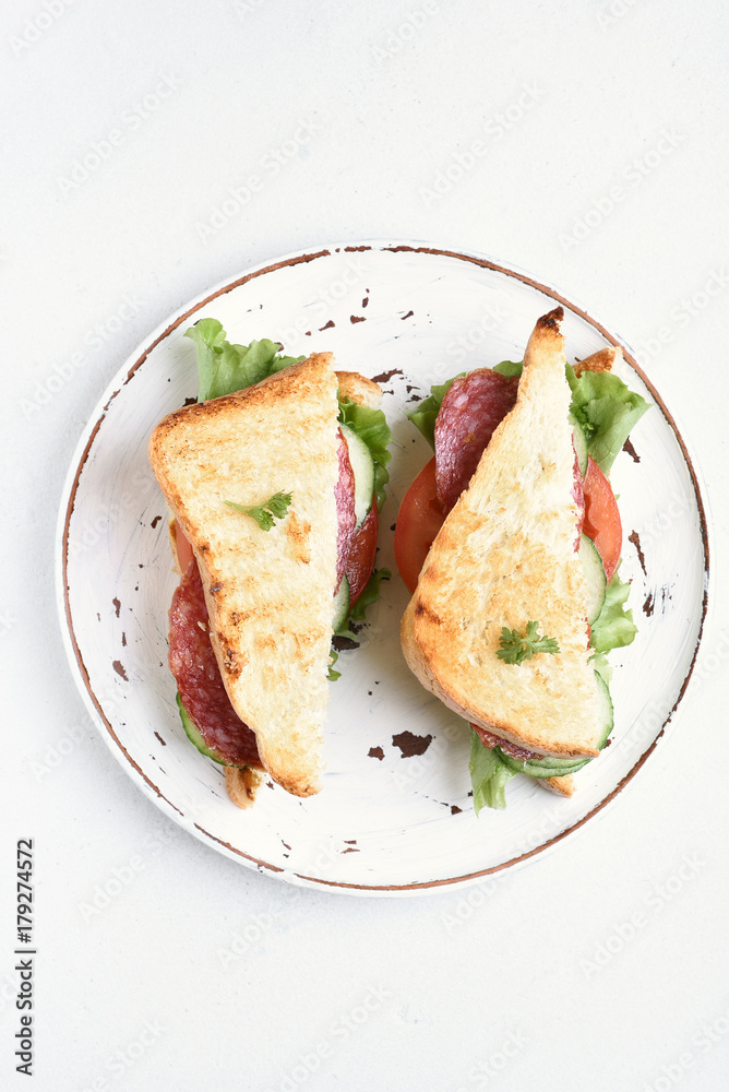 Sandwiches on white background Sandwiches on white background