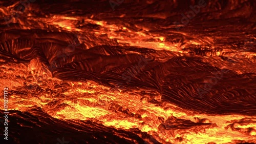 River of lava 7 close Night Glowing Hot flow from Kilauea Active Volcano Puu Oo Vent Active Volcano Magma