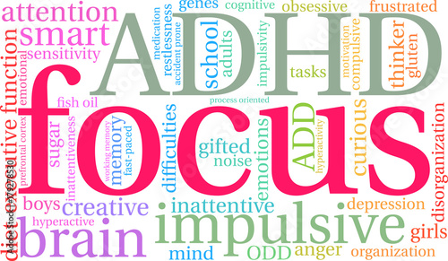 Focus Word Cloud on a white background. 