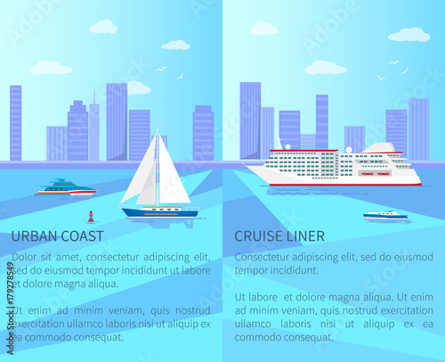 Urban Coast and Spacious Cruise Liner Posters