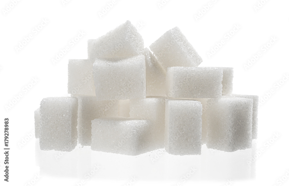 Heap of sugar cubes isolated on white background. Heap of sugar cubes isolated on white background.