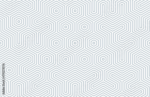 Seamless geometric pattern with hexagons and lines. Irregular structure for fabric print. Monochrome abstract background.