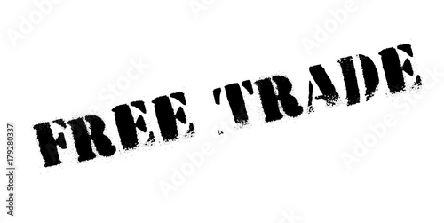 Free Trade rubber stamp. Grunge design with dust scratches. Effects can be easily removed for a clean, crisp look. Color is easily changed.