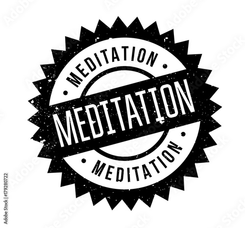 Meditation rubber stamp. Grunge design with dust scratches. Effects can be easily removed for a clean, crisp look. Color is easily changed.