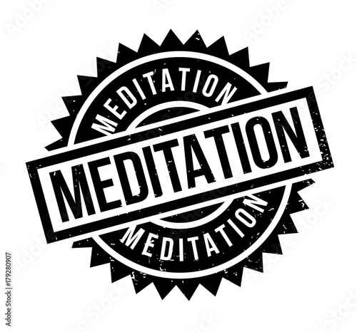 Meditation rubber stamp. Grunge design with dust scratches. Effects can be easily removed for a clean, crisp look. Color is easily changed.
