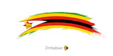 Flag of Zimbabwe in rounded grunge brush stroke.