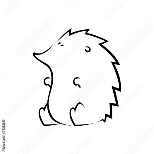 Cute hedgehog silhouette on white