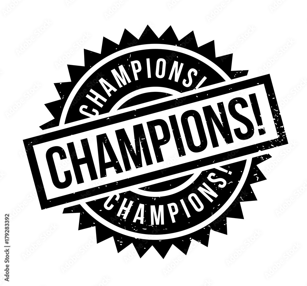 Champions rubber stamp. Grunge design with dust scratches. Effects can be easily removed for a clean, crisp look. Color is easily changed.