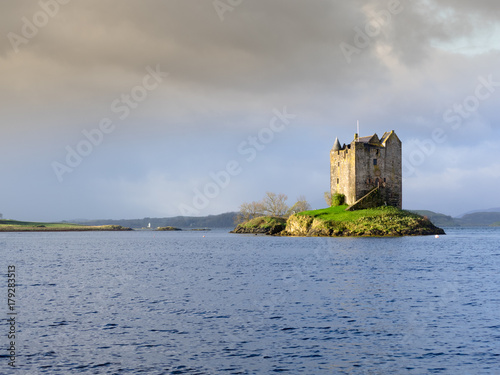 Stalker Castle in morning light  Highlands  Scotland